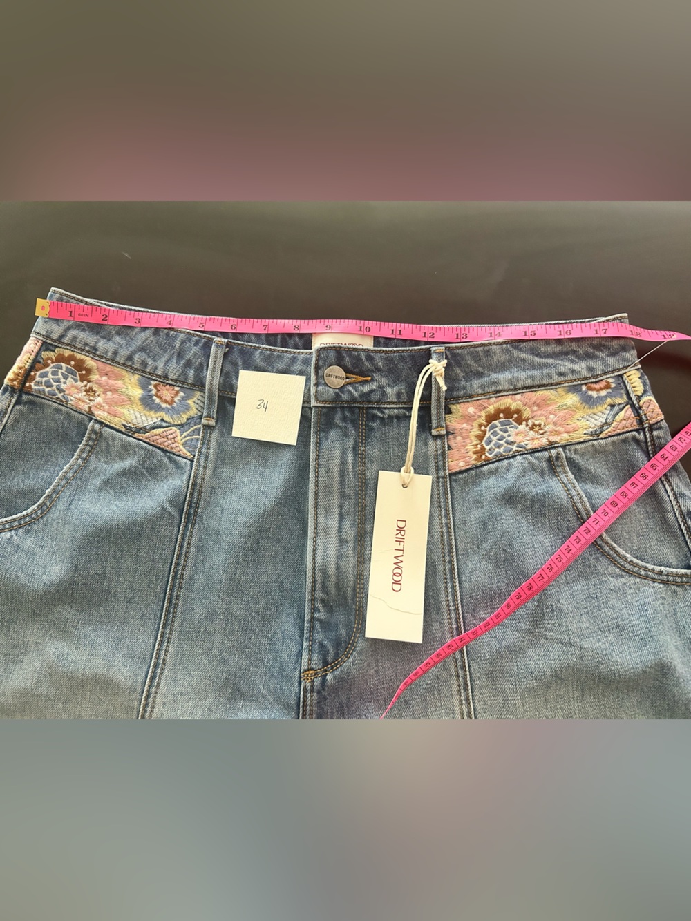 Driftwood Phoebe Romantic Rhapsody Embroidered Denim Shorts NWT festival - Picture 16 of 16